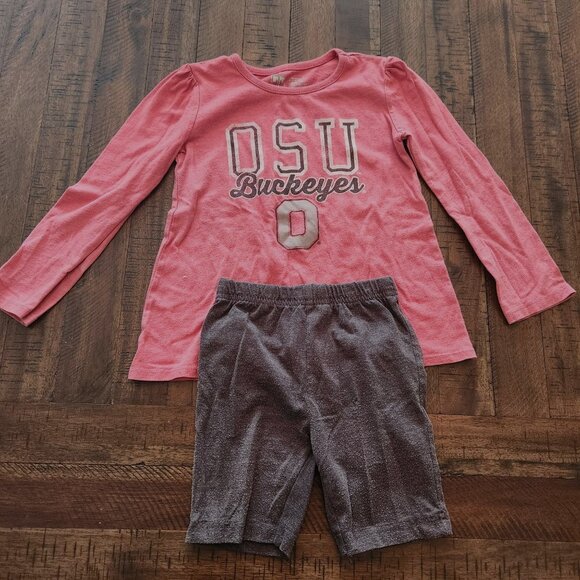 BUNDLE (2) Ohio State Buckeyes Outfit Girls Clothes Long Sleeve Shirt Shorts 5 - Picture 2 of 8